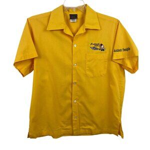 Vintage Hilton Yellow Bowling Shirt Large Antioch Temple Guard Embroidery